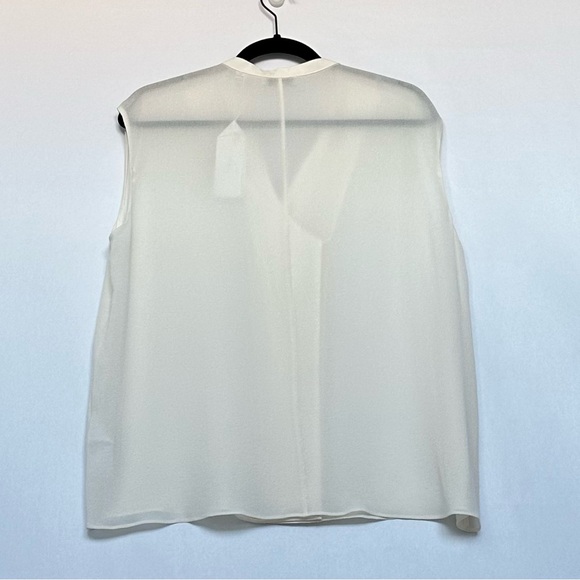 Vince Tie Neck Sleeveless 100% Silk Blouse in Off-White | XL | NWT - Picture 3 of 16